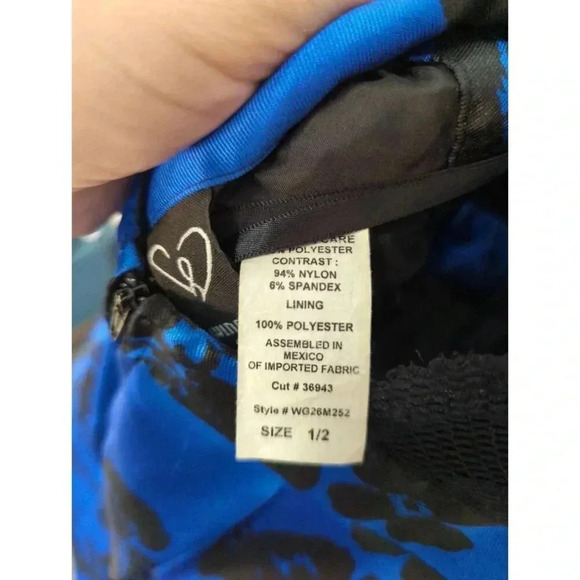 Windsor Floral Ball Gown 1/2 Black Blue Deep V Lace - Picture 3 of 11